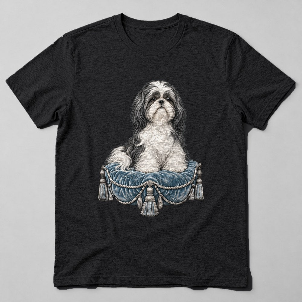 Shih Tzu Cushion T-Shirt in Black