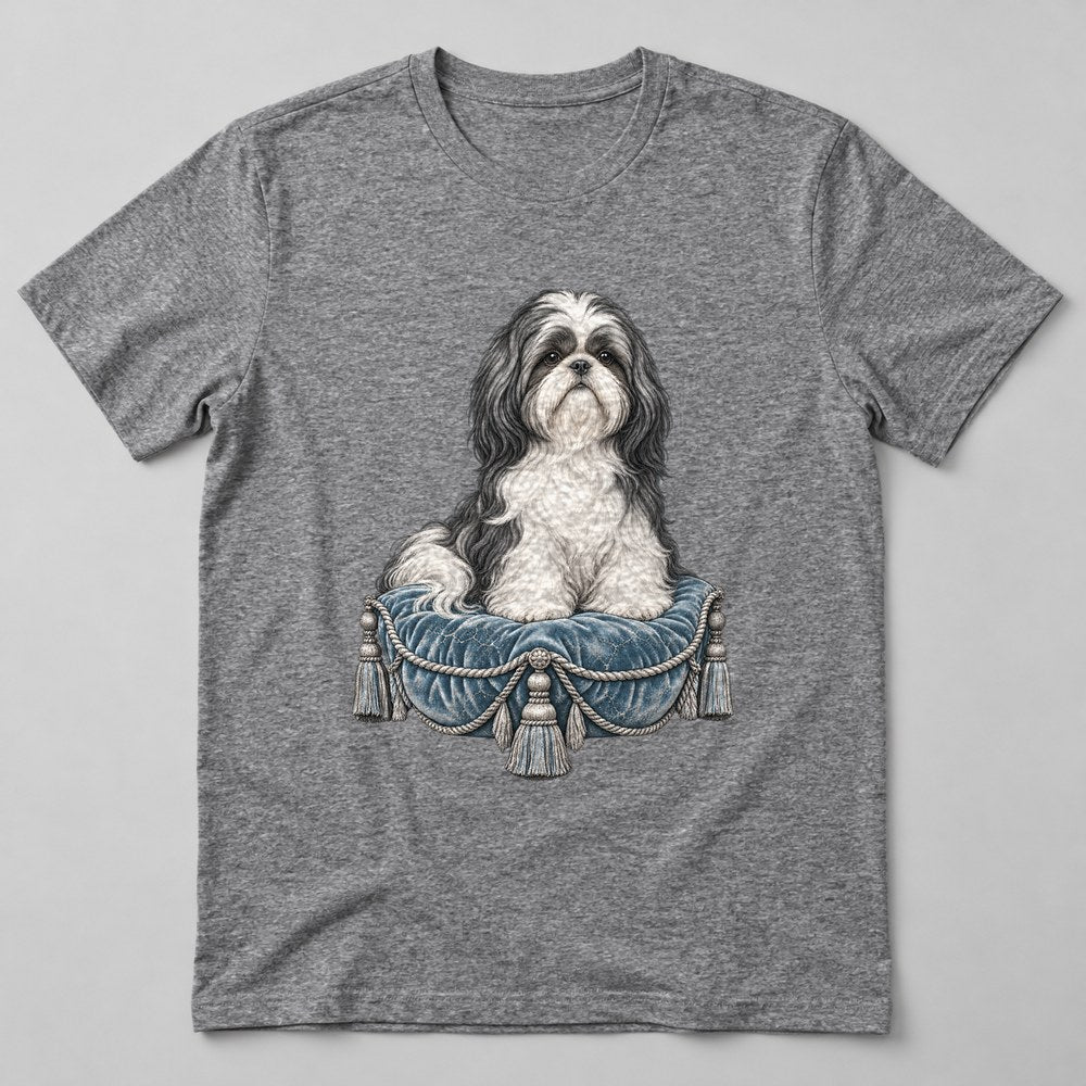 Shih Tzu Cushion T-Shirt in Heather Grey