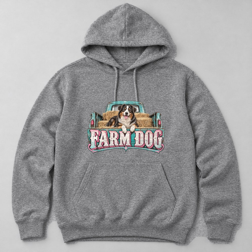 Farm Dog Hoodie in Heather Grey