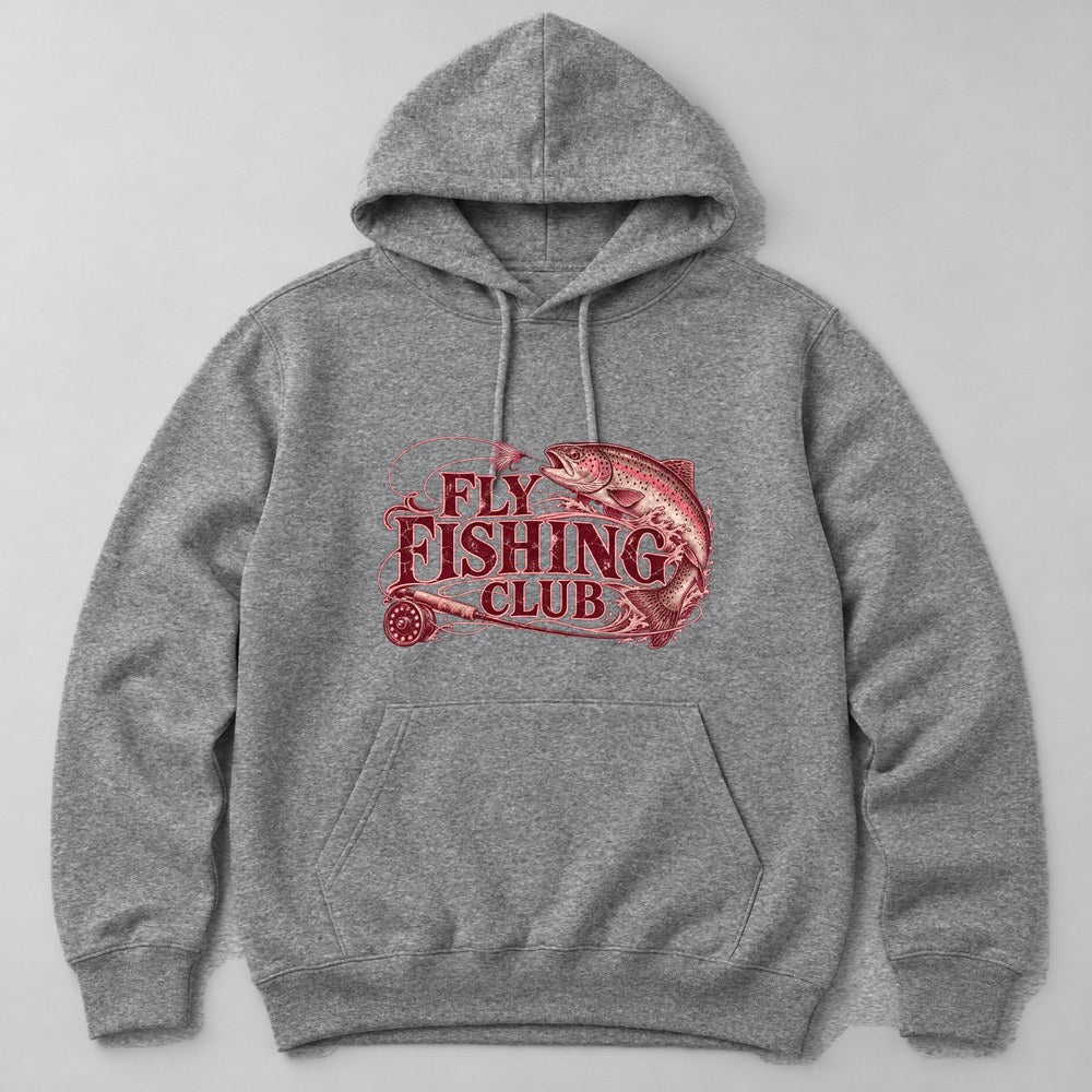 Fly Fishing Club Hoodie in Heather Grey