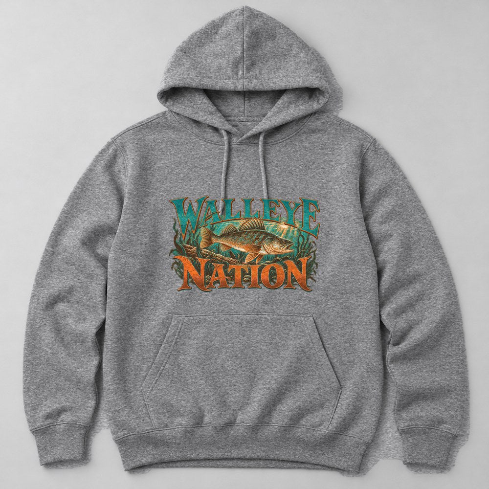 Walleye Nation Hoodie in Heather Grey