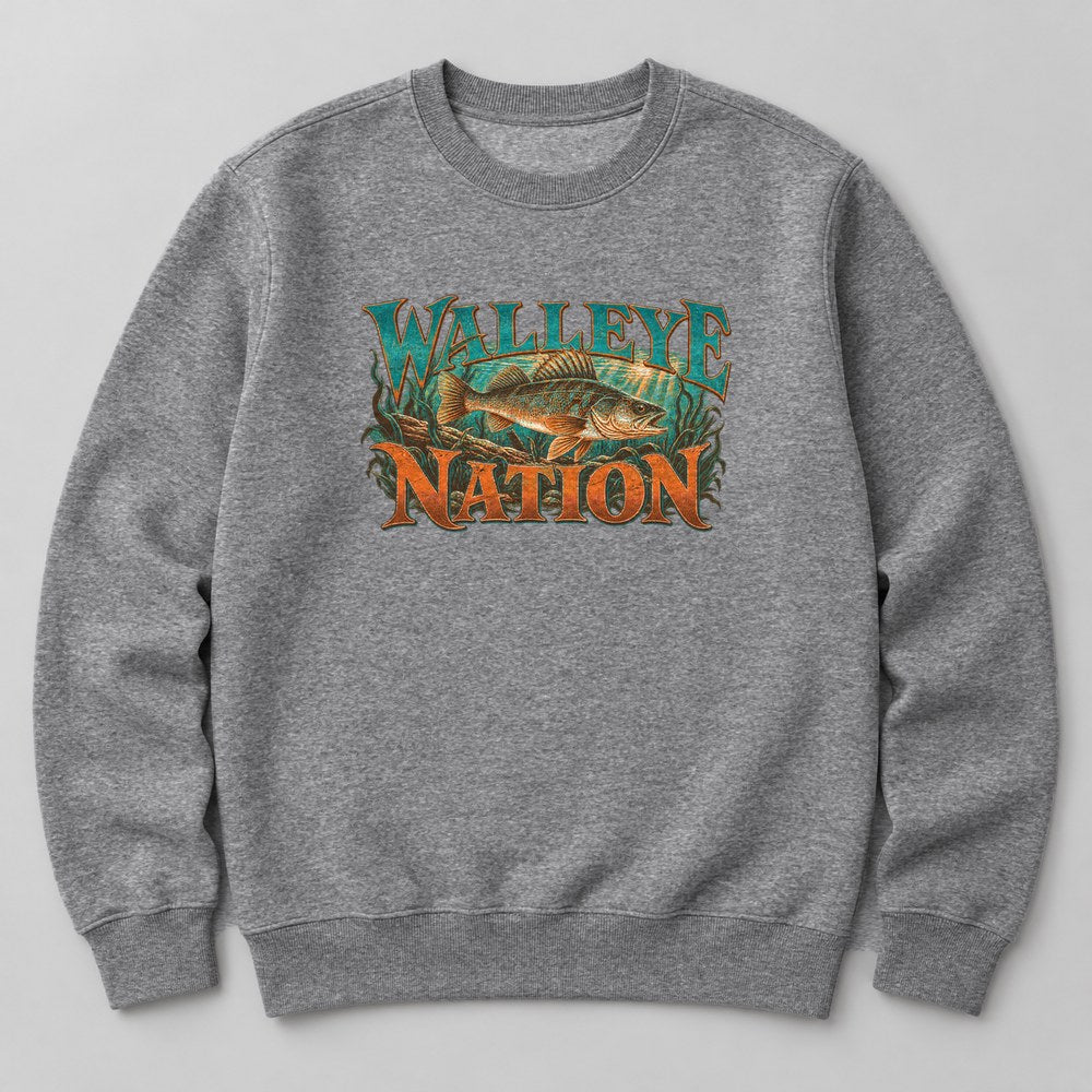 Walleye Nation Sweatshirt in Heather Grey
