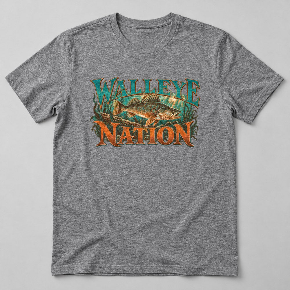 Walleye Nation T-Shirt in Heather Grey