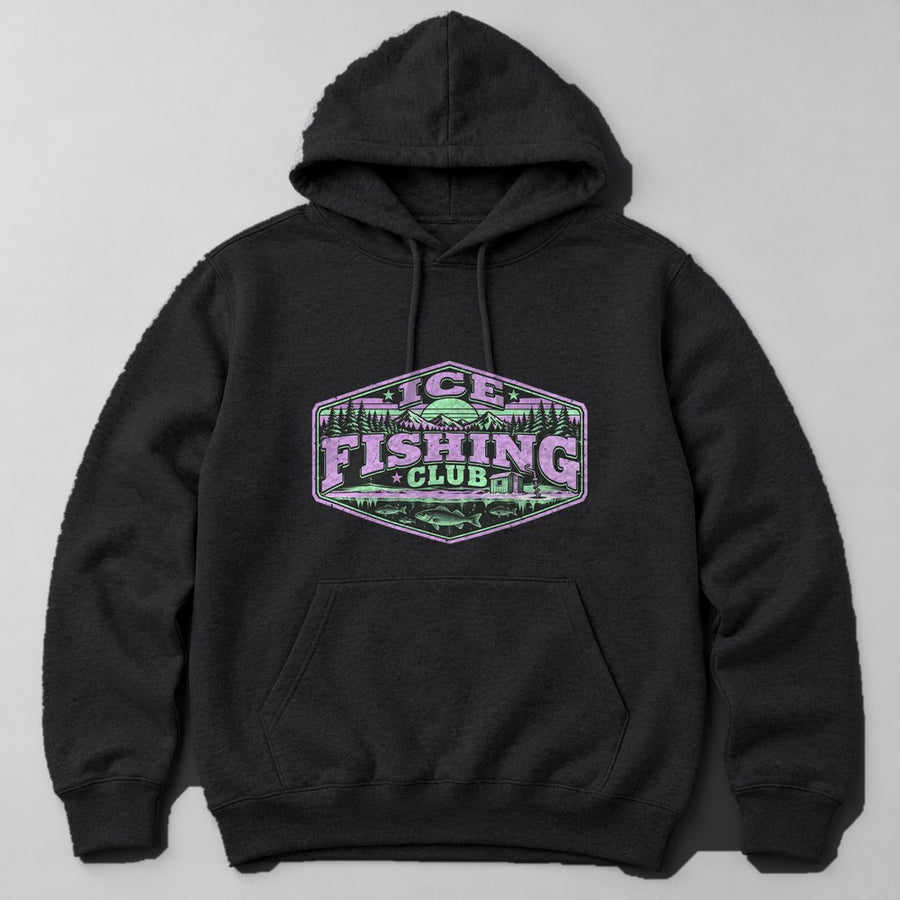 Ice Fishing Club Hoodie in Black
