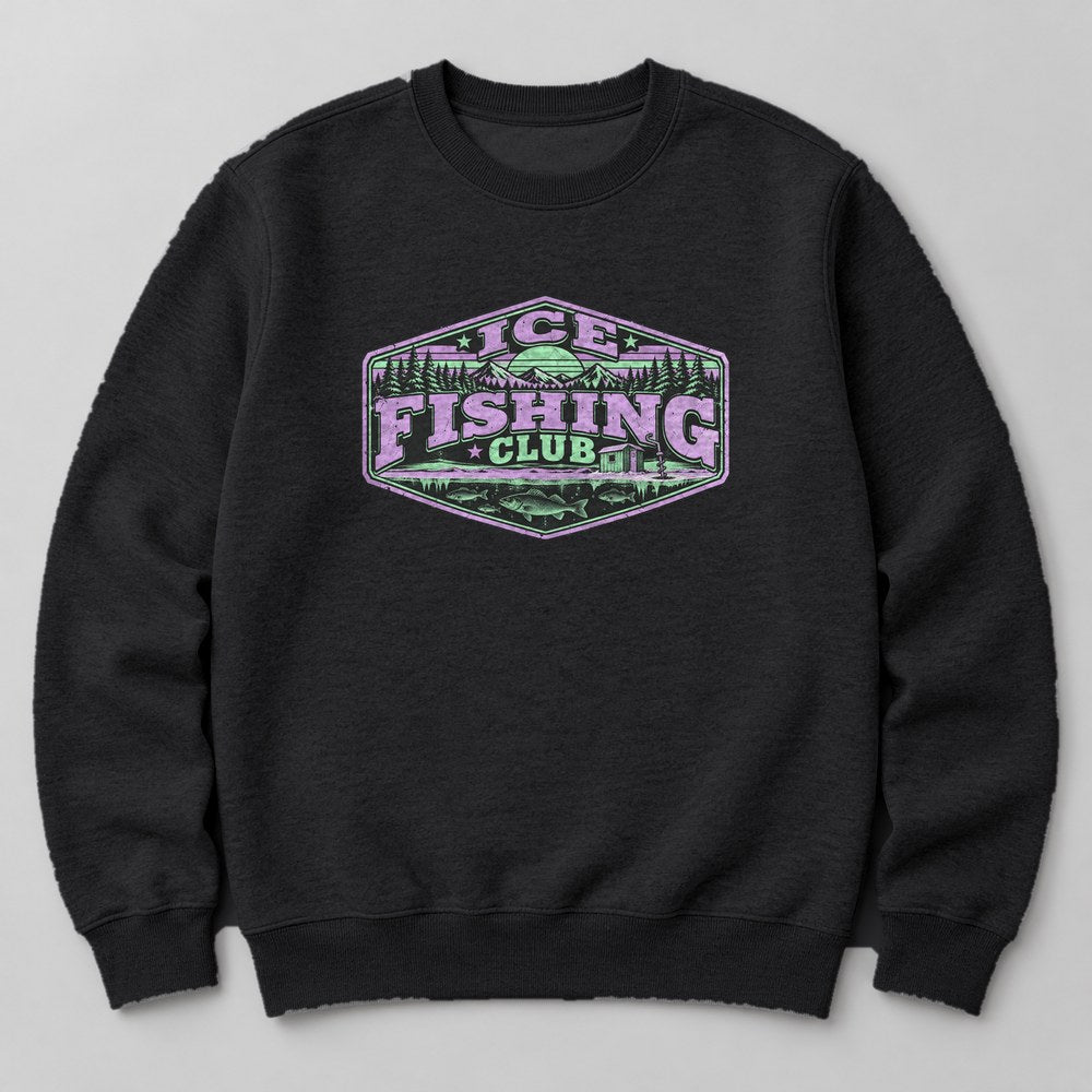 Ice Fishing Club Sweatshirt in Black