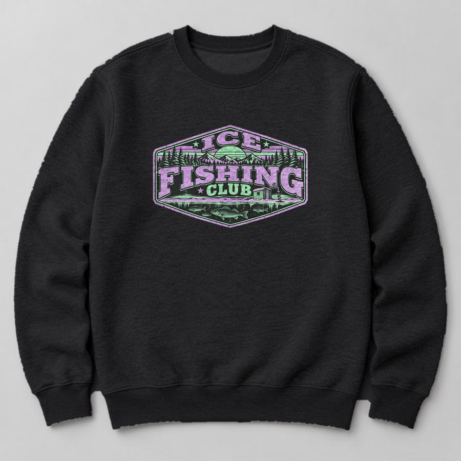 Ice Fishing Club Sweatshirt in Black