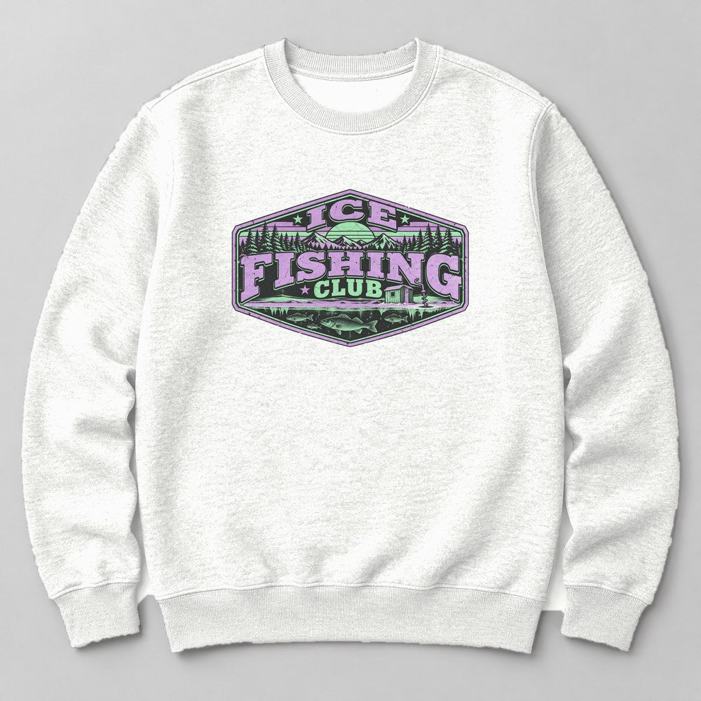 Ice Fishing Club Sweatshirt in White
