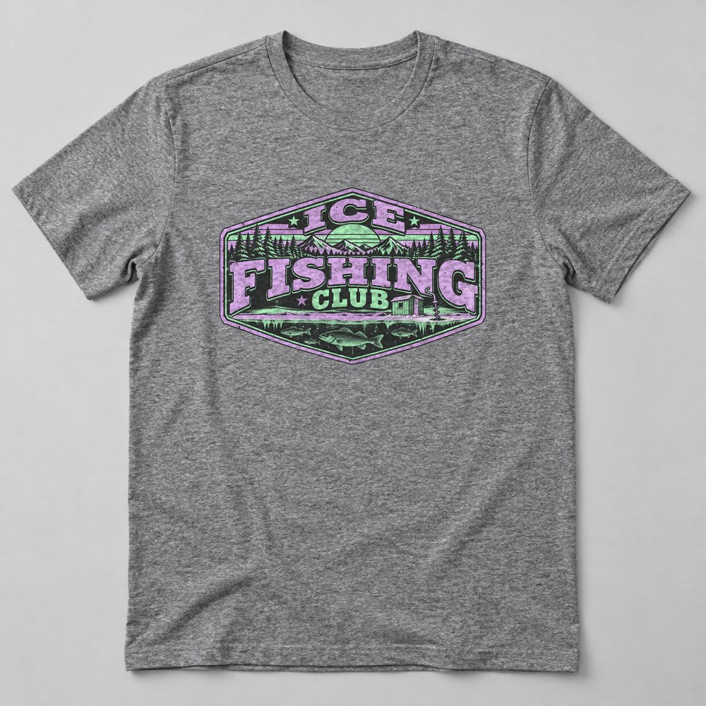 Ice Fishing Club T-Shirt in Heather Grey
