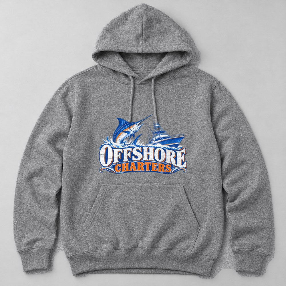 Offshore Charters Hoodie in Heather Grey