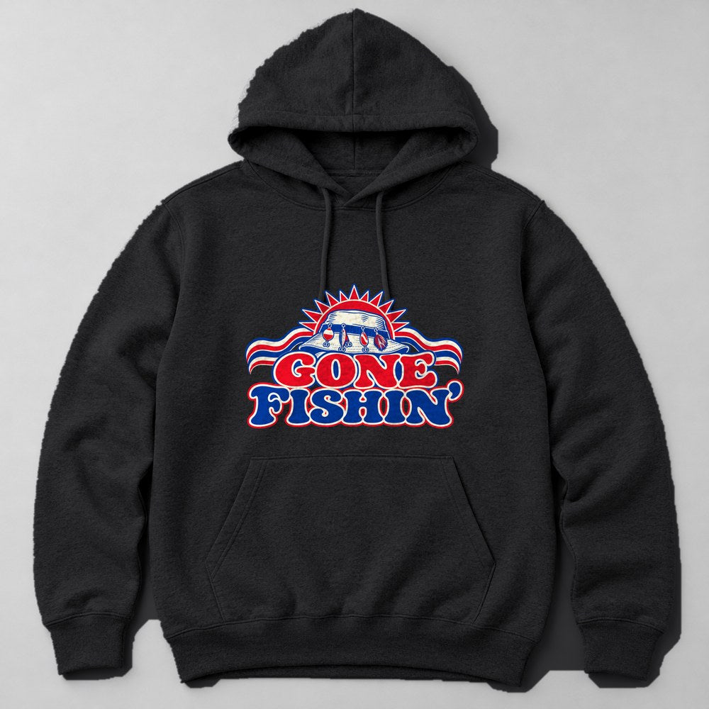 Gone Fishin' Hoodie in Black