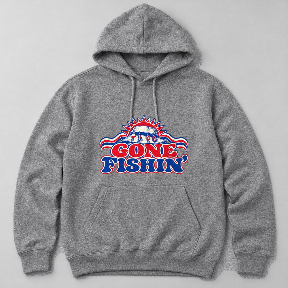 Gone Fishin' Hoodie in Heather Grey