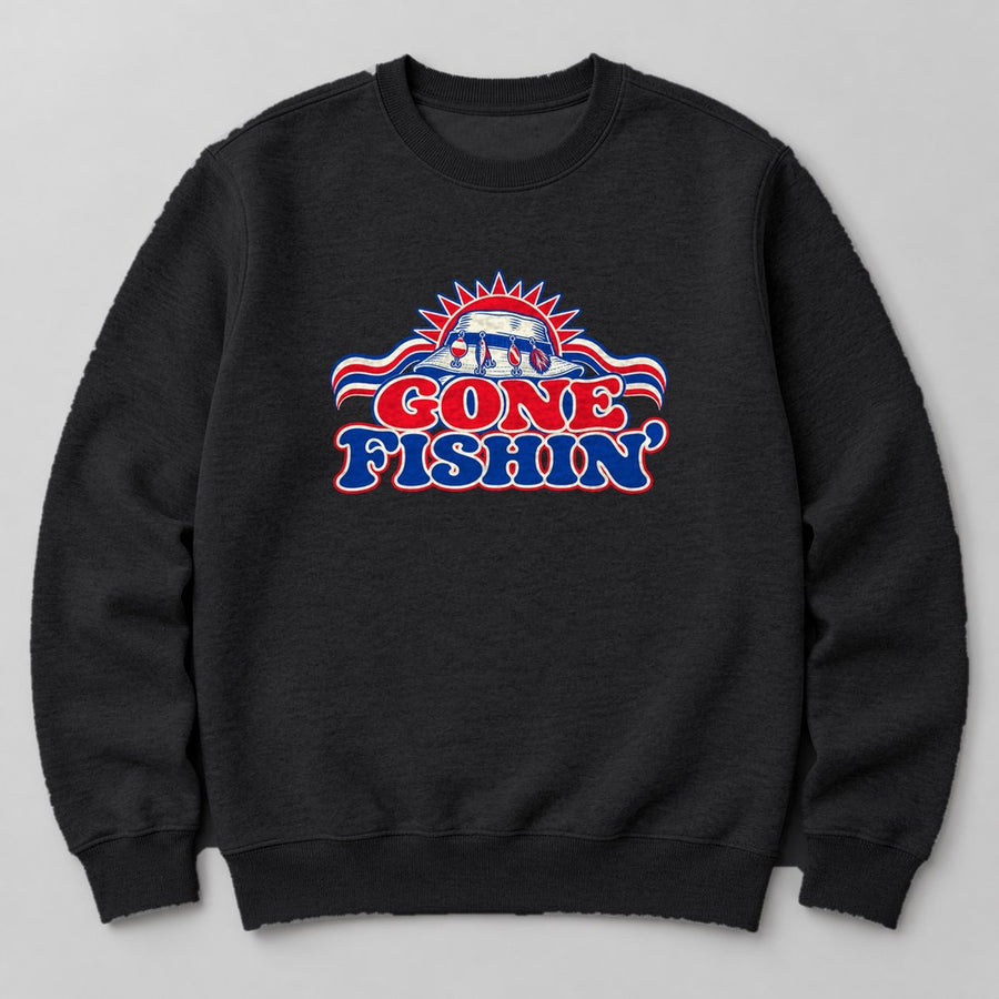 Gone Fishin' Sweatshirt in Black