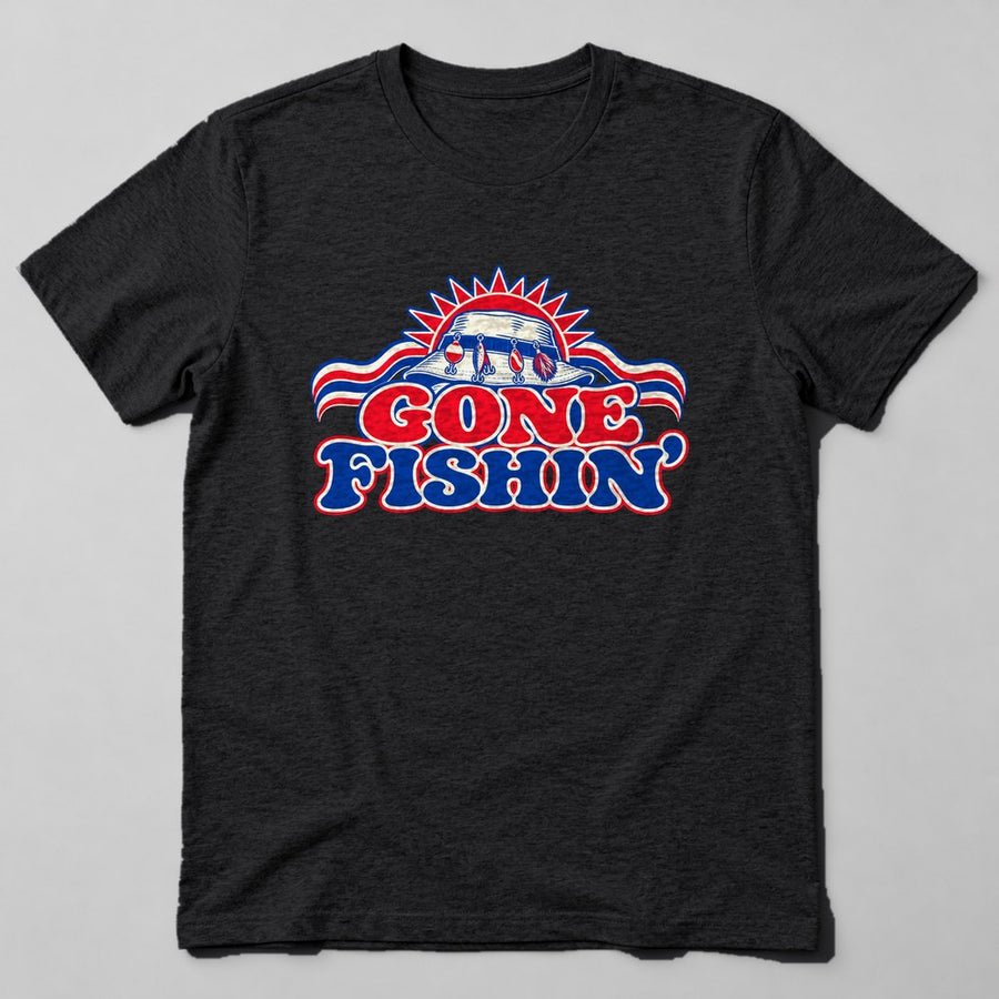 Gone Fishin' T-Shirt in Black