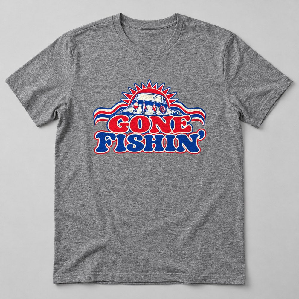 Gone Fishin' T-Shirt in Heather Grey