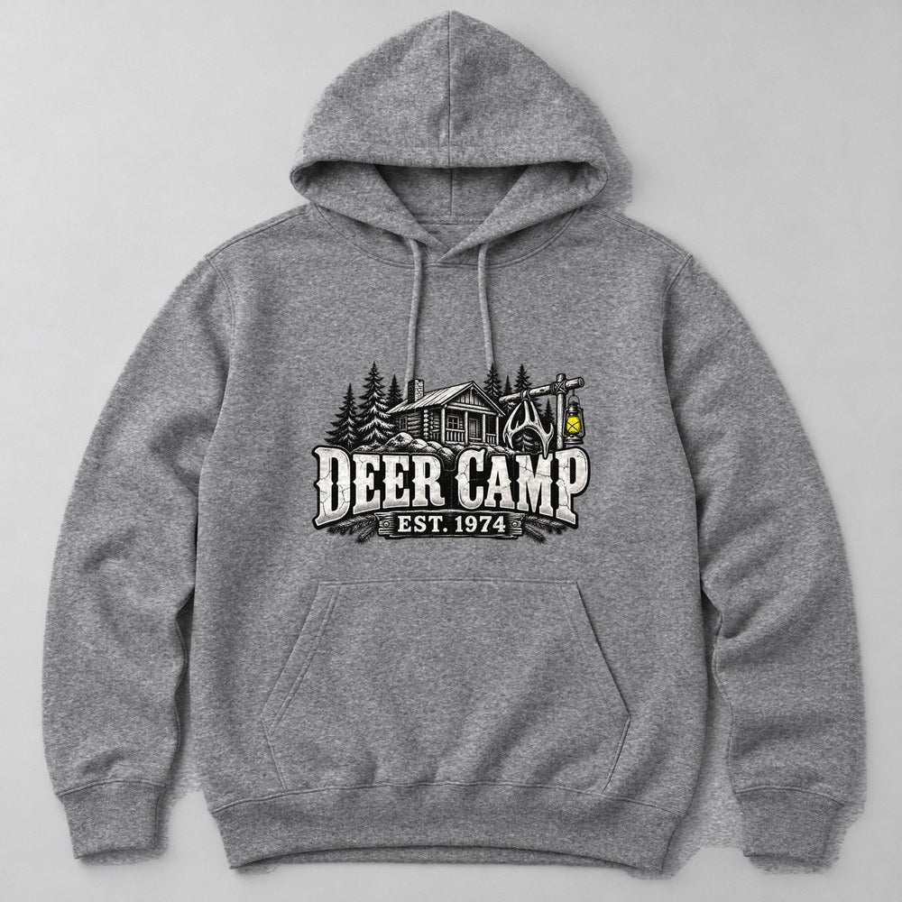 Deer Camp Est. 1974 Hoodie in Heather Grey