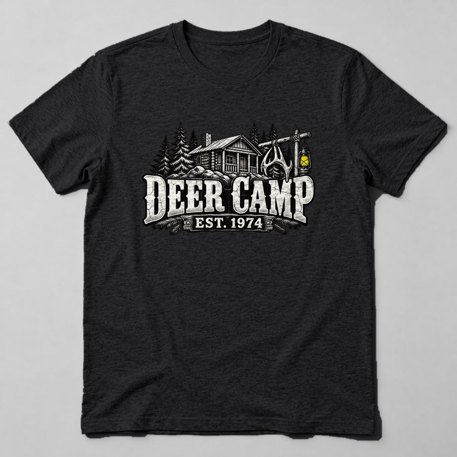 Deer Camp Est. 1974 T-Shirt in Black