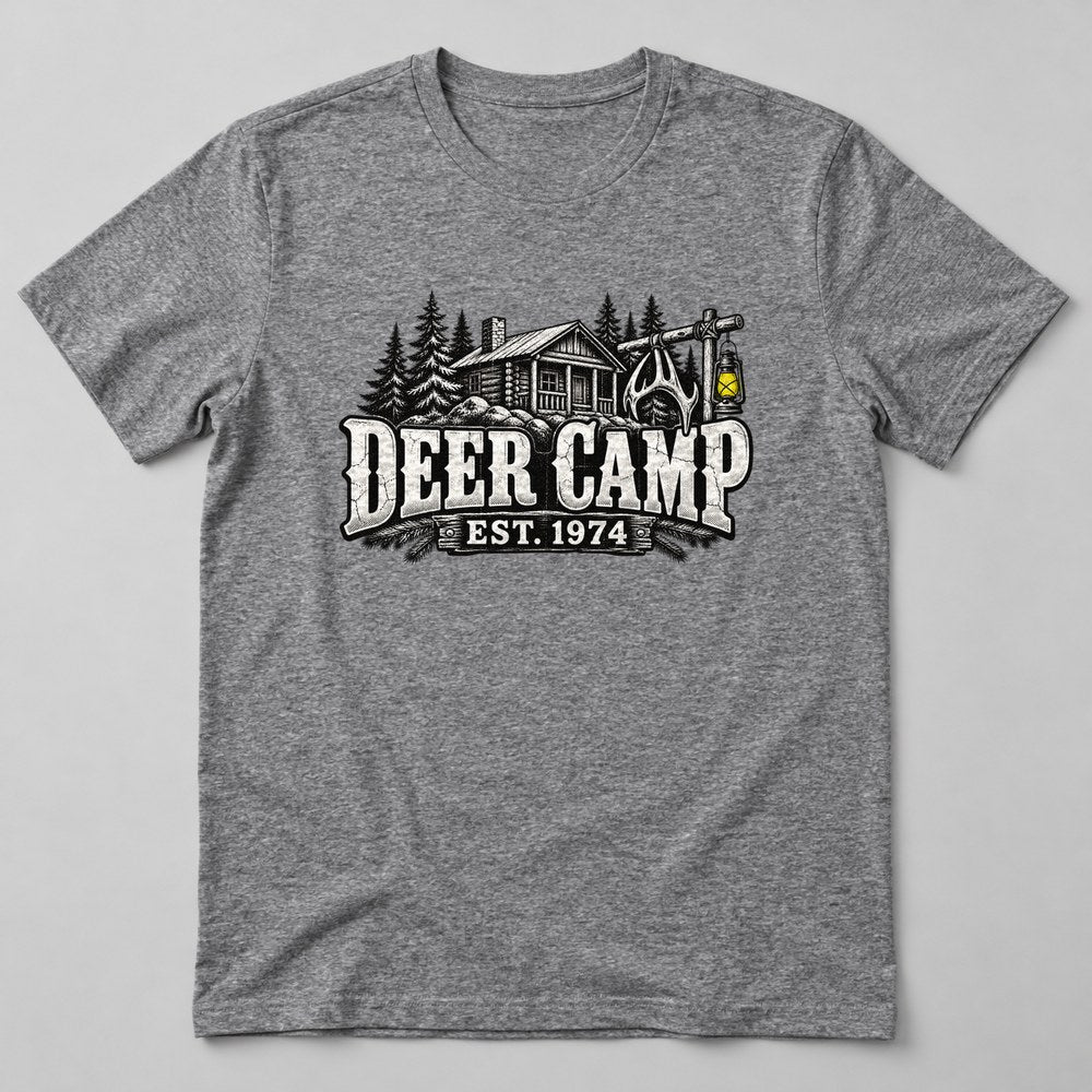 Deer Camp Est. 1974 T-Shirt in Heather Grey