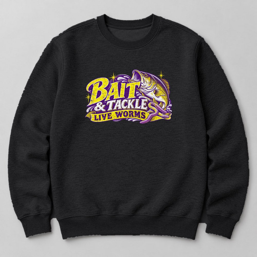 Bait & Tackle Live Worms Sweatshirt in Black