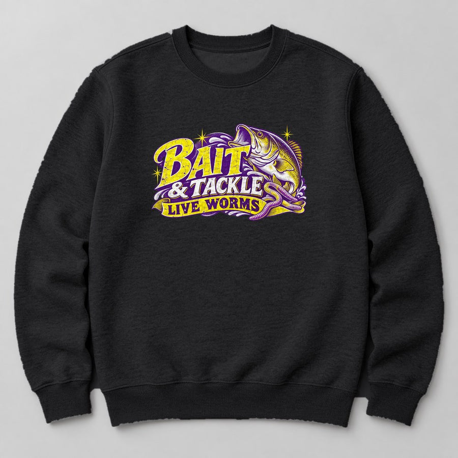 Bait & Tackle Live Worms Sweatshirt in Black