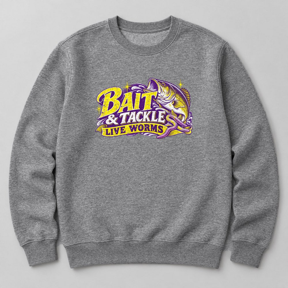 Bait & Tackle Live Worms Sweatshirt in Heather Grey