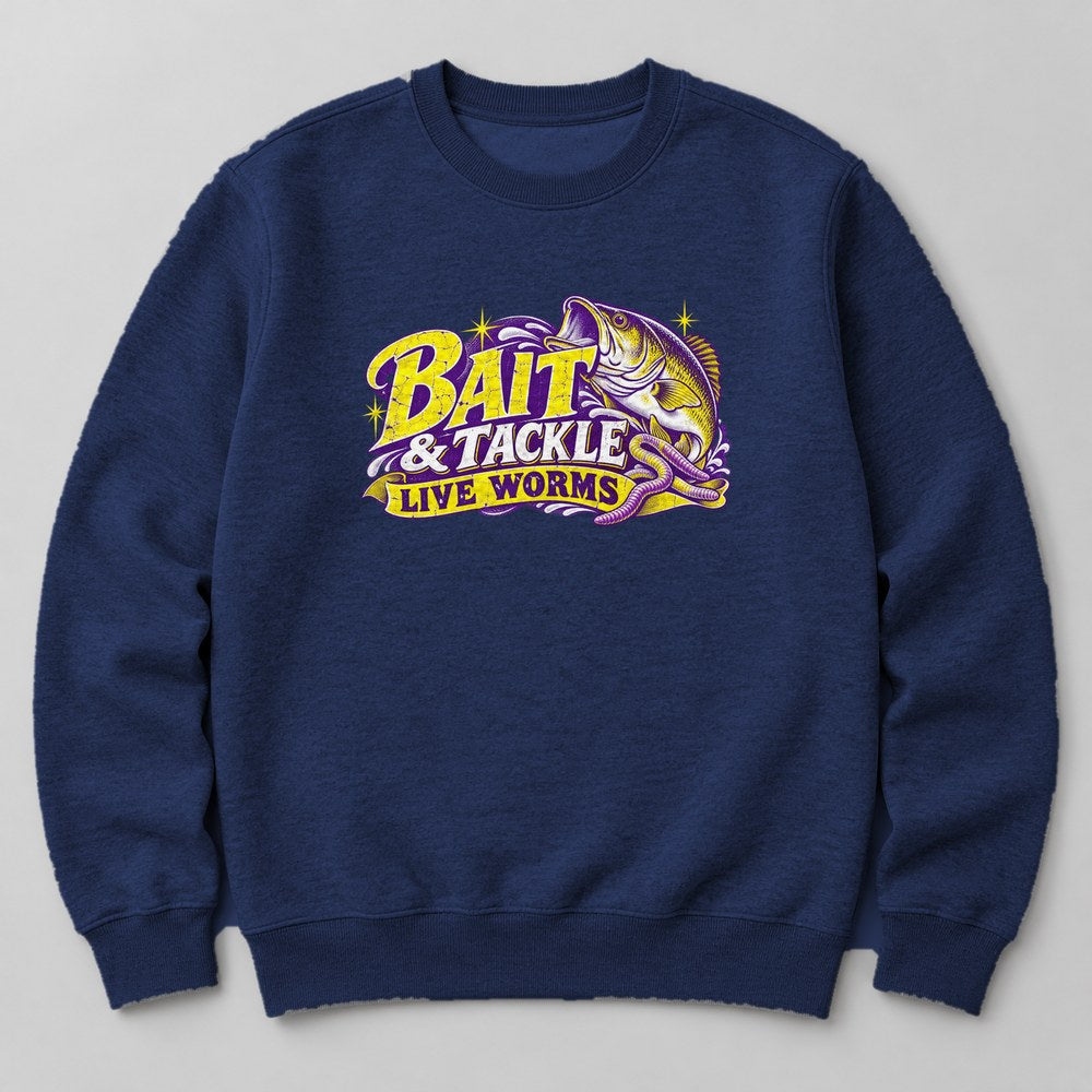 Bait & Tackle Live Worms Sweatshirt in Navy