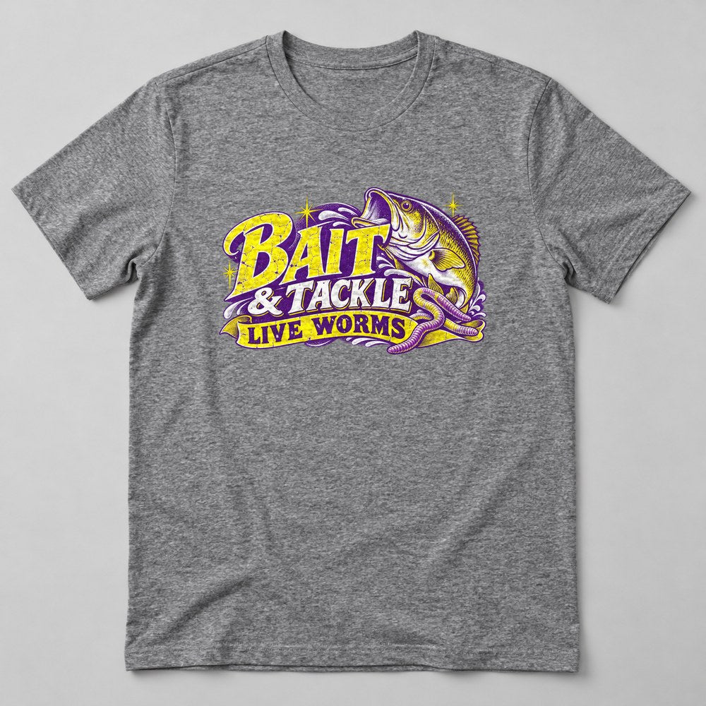Bait & Tackle Live Worms T-Shirt in Heather Grey