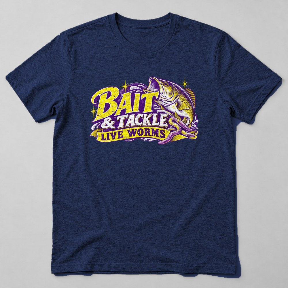 Bait & Tackle Live Worms T-Shirt in Navy
