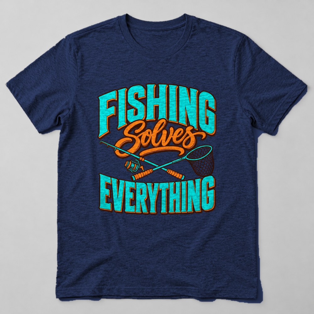 Fishing Solves Everything T-Shirt in Navy