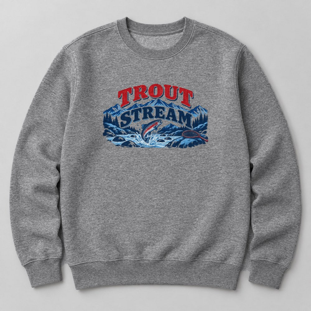 Trout Stream Sweatshirt in Heather Grey