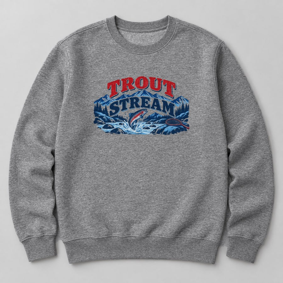 Trout Stream Sweatshirt in Heather Grey
