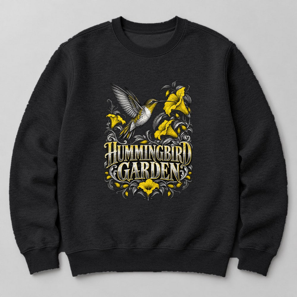 Hummingbird Garden Sweatshirt in Black