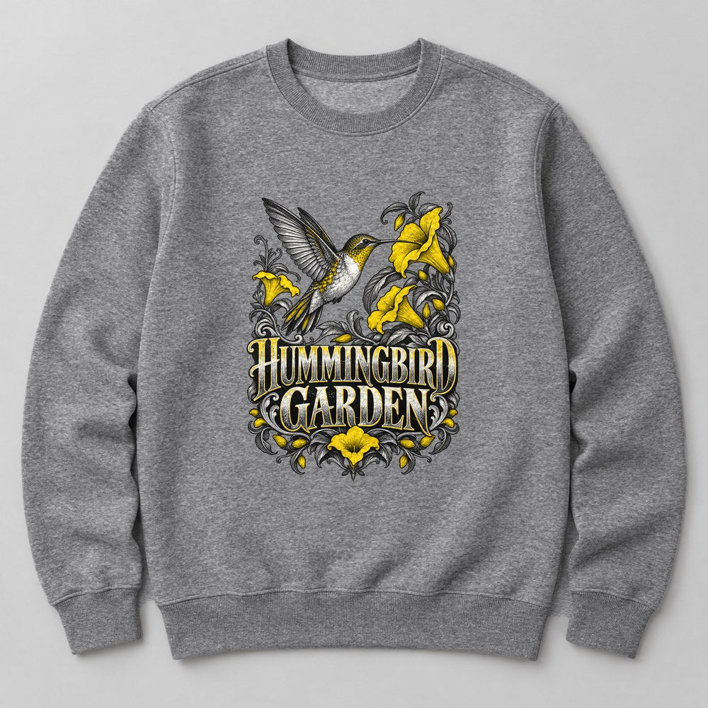 Hummingbird Garden Sweatshirt in Heather Grey