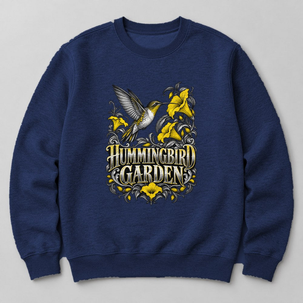 Hummingbird Garden Sweatshirt in Navy