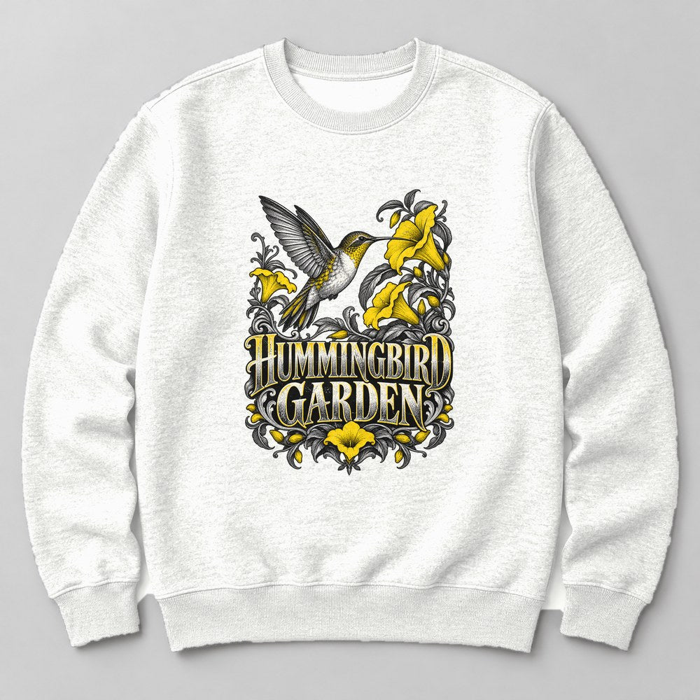 Hummingbird Garden Sweatshirt in White
