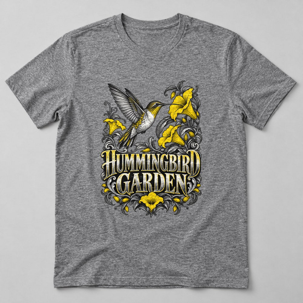 Hummingbird Garden T-Shirt in Heather Grey