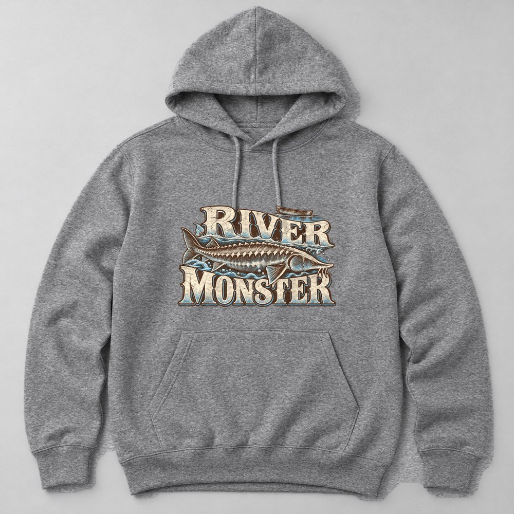 River Monster Hoodie in Heather Grey