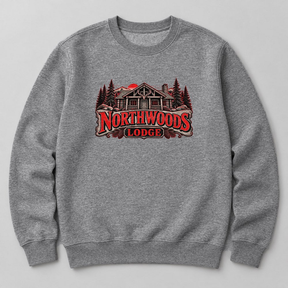 Northwoods Lodge Sweatshirt in Heather Grey
