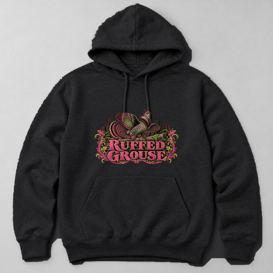 Ruffed Grouse Hoodie in Black