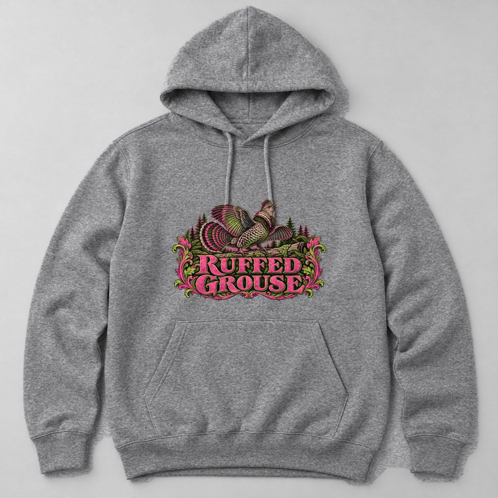 Ruffed Grouse Hoodie in Heather Grey
