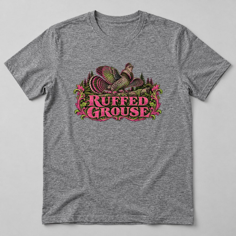 Ruffed Grouse T-Shirt in Heather Grey