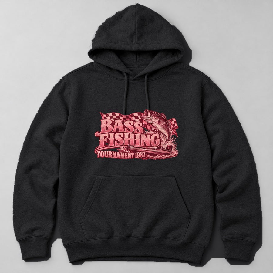 Bass Fishing Tournament 1987 Hoodie in Black