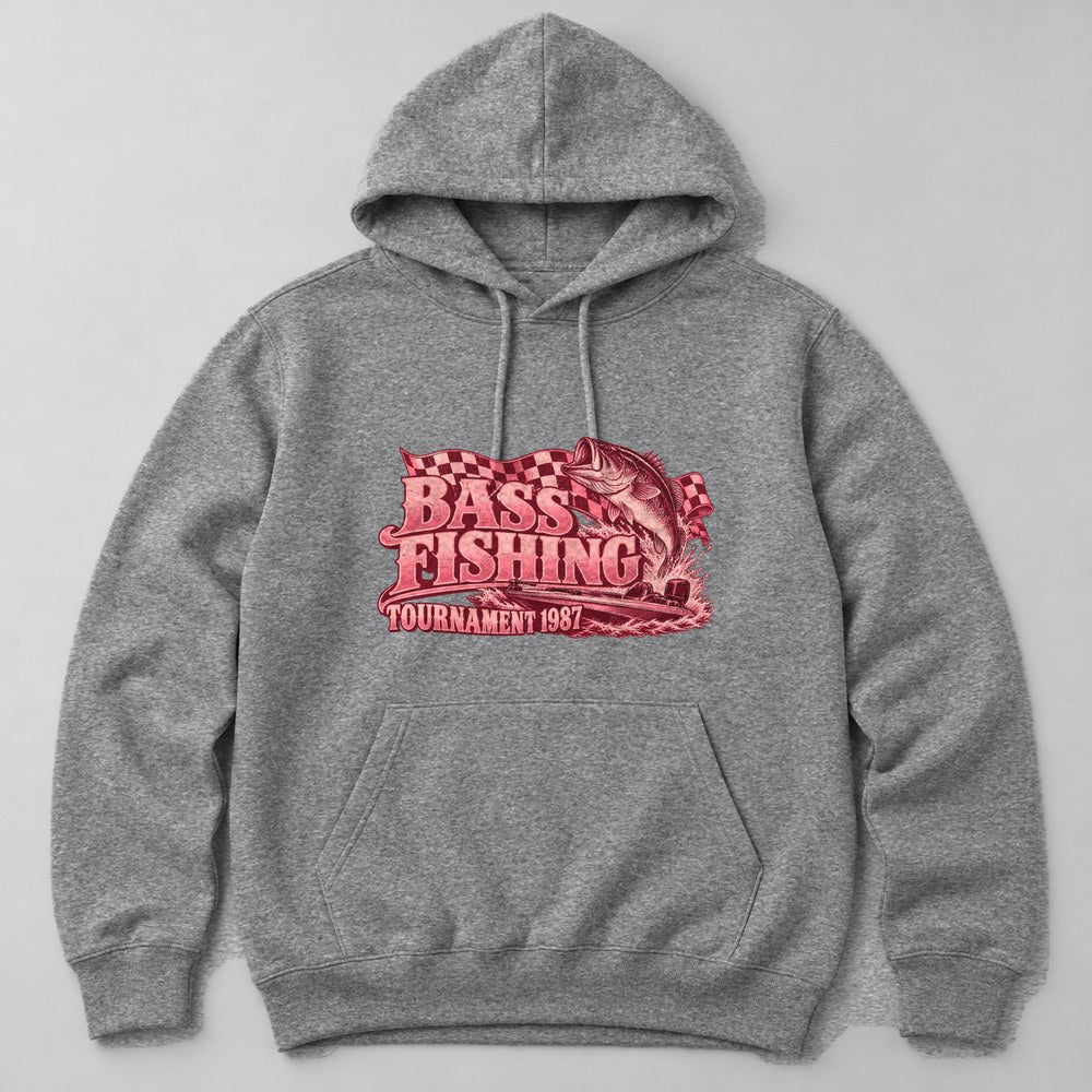Bass Fishing Tournament 1987 Hoodie in Heather Grey