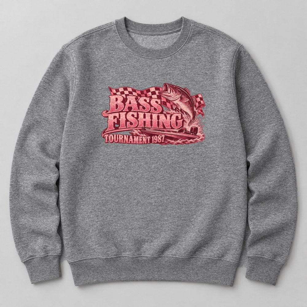 Bass Fishing Tournament 1987 Sweatshirt in Heather Grey