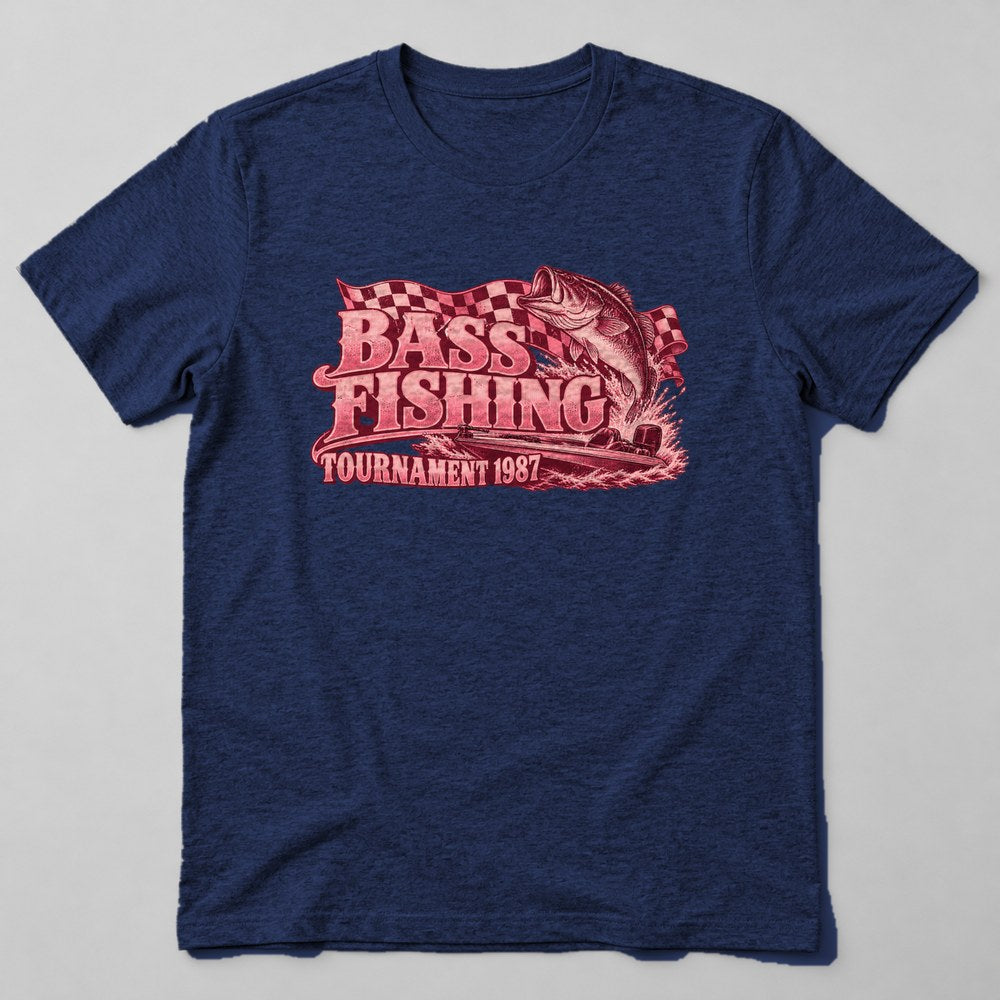 Bass Fishing Tournament 1987 T-Shirt in Navy