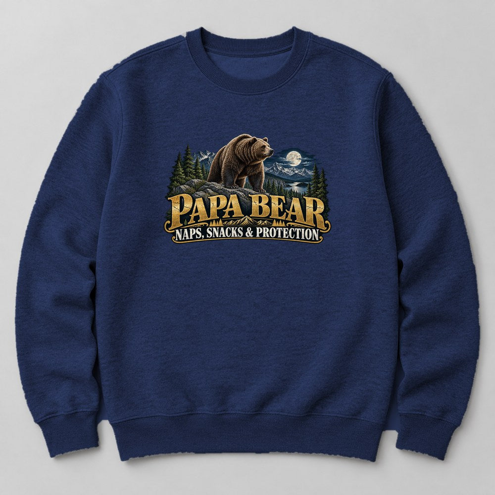 Papa Bear Naps, Snacks & Protection Sweatshirt in Navy