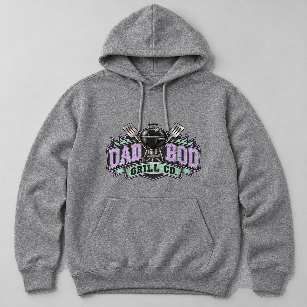 Dad Bod Grill Co. Hoodie in Heather Grey