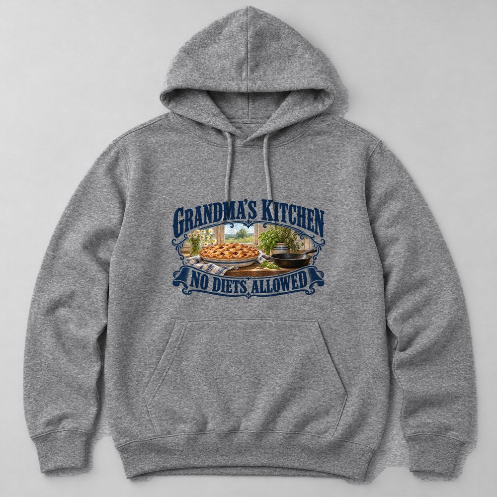 Grandma's Kitchen No Diets Allowed Hoodie in Heather Grey