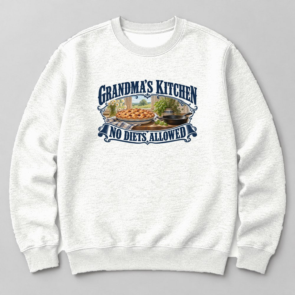 Grandma's Kitchen No Diets Allowed Sweatshirt in White