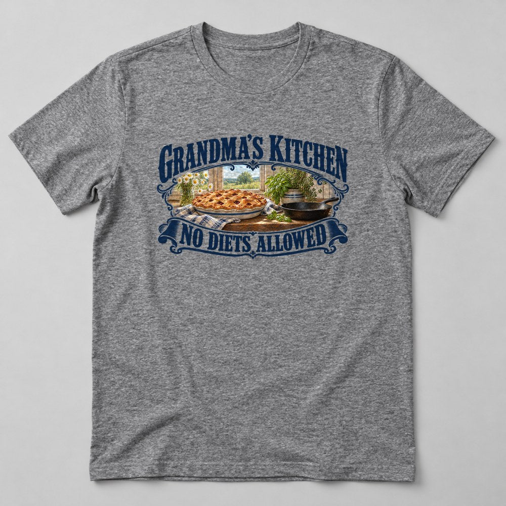 Grandma's Kitchen No Diets Allowed T-Shirt in Heather Grey