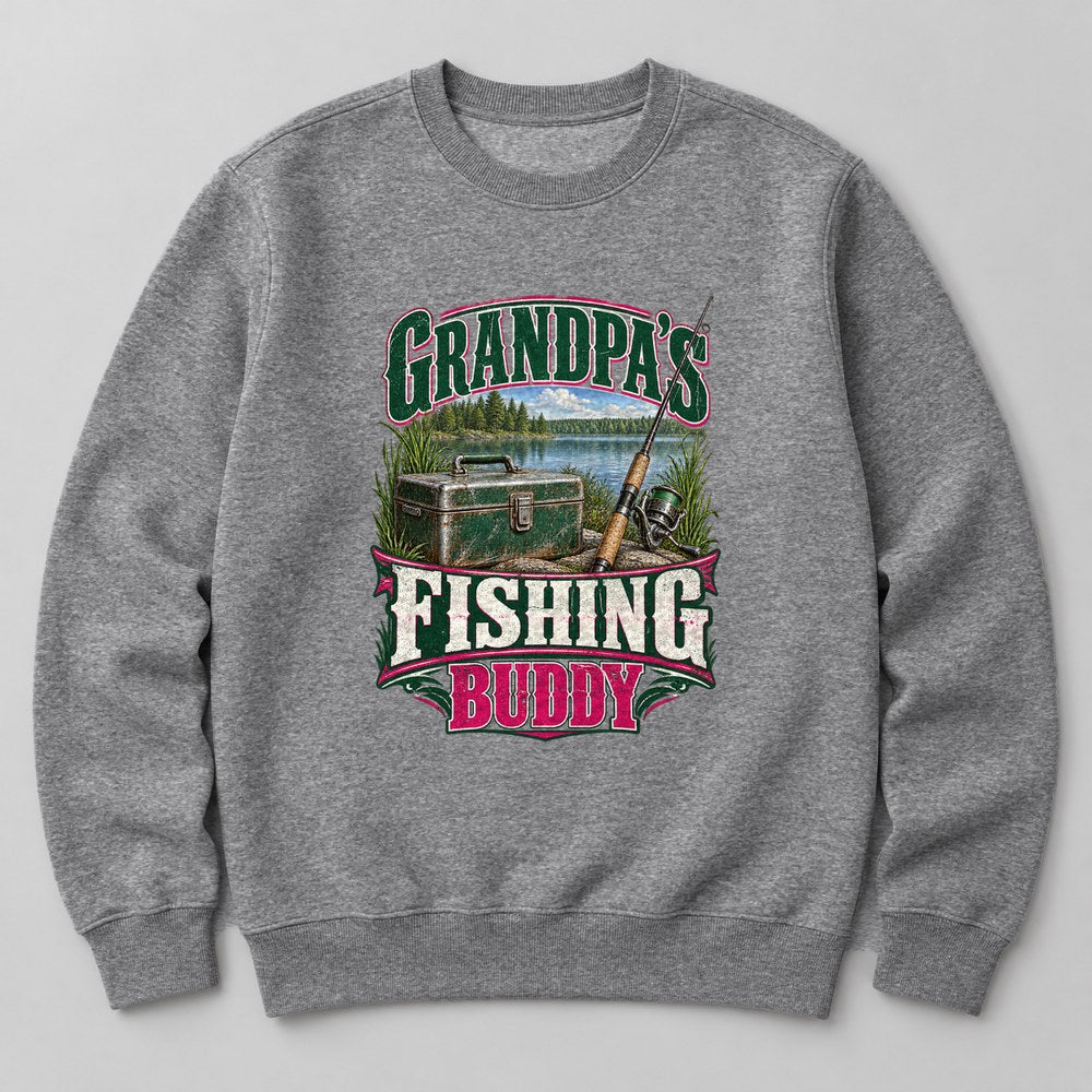 Grandpa's Fishing Buddy Sweatshirt in Heather Grey